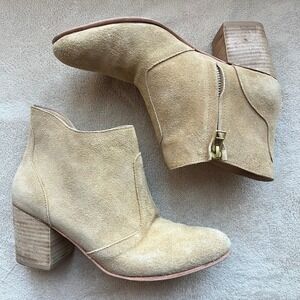 Esquivel Tan Suede Block Heel Ankle Boot Side‎ Zip Women 6.5 Handmade Western